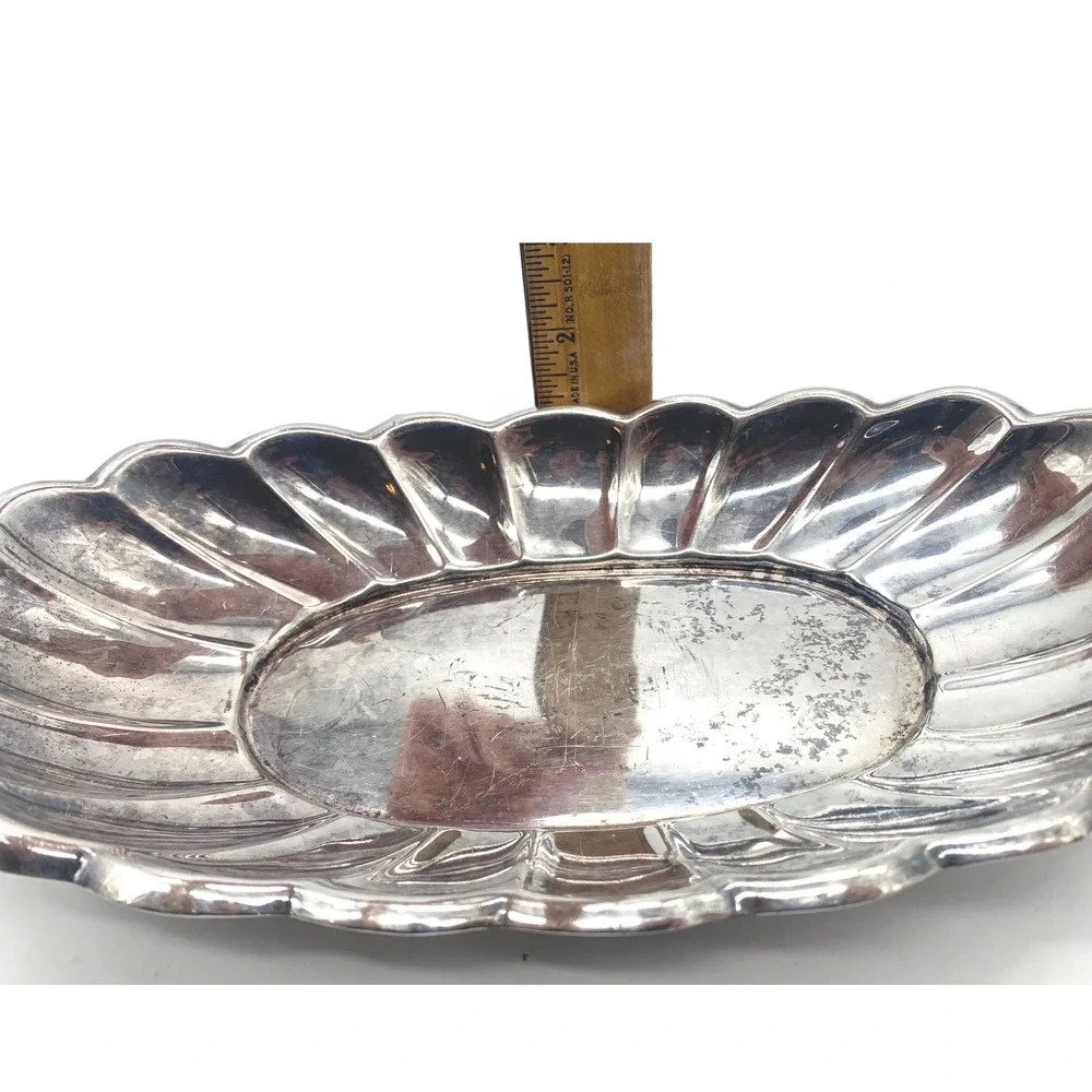 Reed & Barton Holiday 111 Silverplate Bread Tray Scalloped Oval Vintage Dish